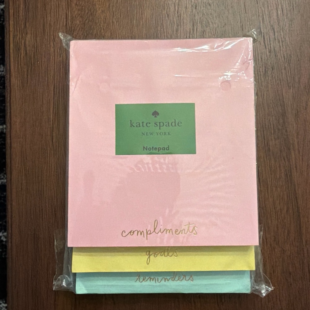 Kate Spade Pink, Yellow, and Blue Notepad Trio